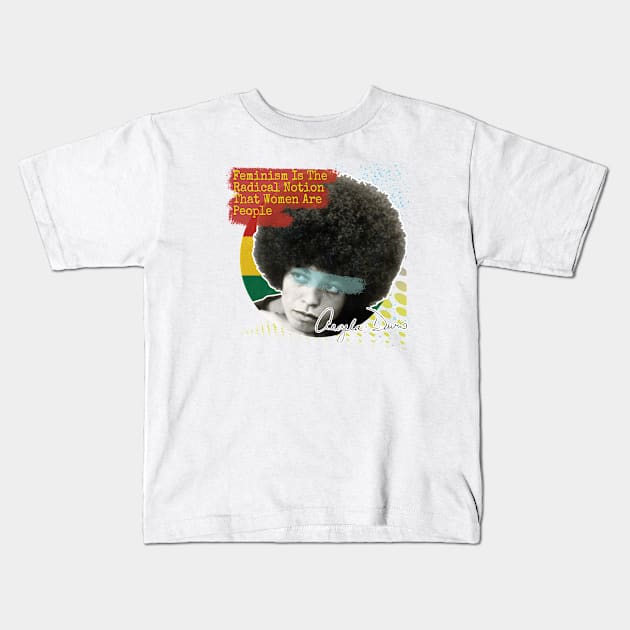 Women's rights. Angela Davis Feminism Kids T-Shirt by nerd-studios